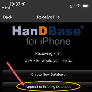 append to an existing db