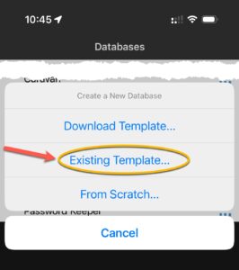 Select existing template